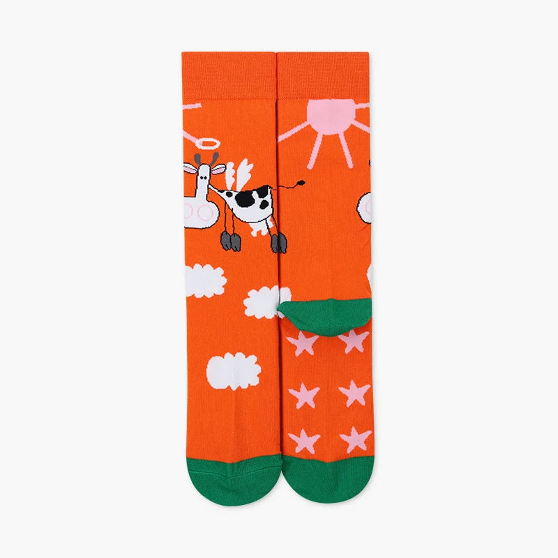 Family Lucky Red Ox Crew Socks – Lunar New Year Cotton-Blend Matching Socks