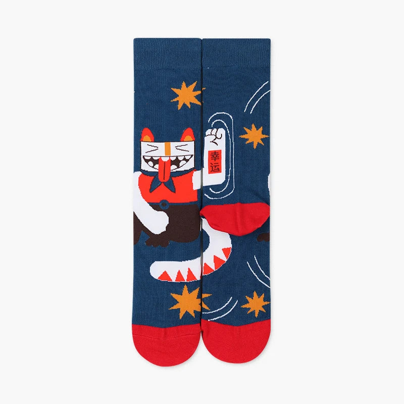 Family Matching Red Ox Long Socks – Chinese New Year Cotton-Blend Crew Socks