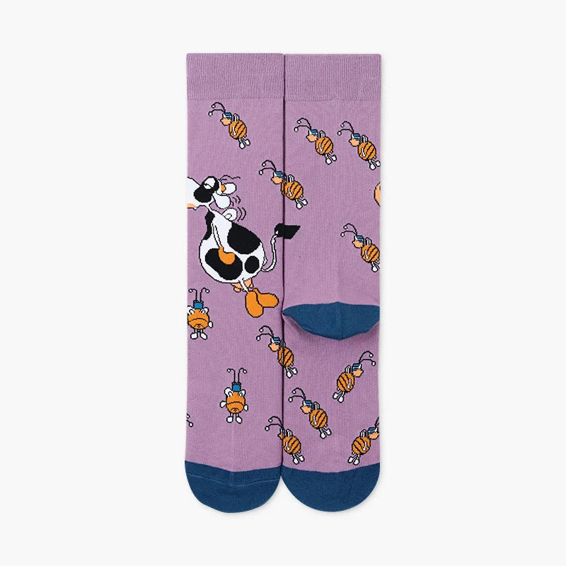 Family Lucky Red Ox Crew Socks – Lunar New Year Cotton-Blend Matching Socks