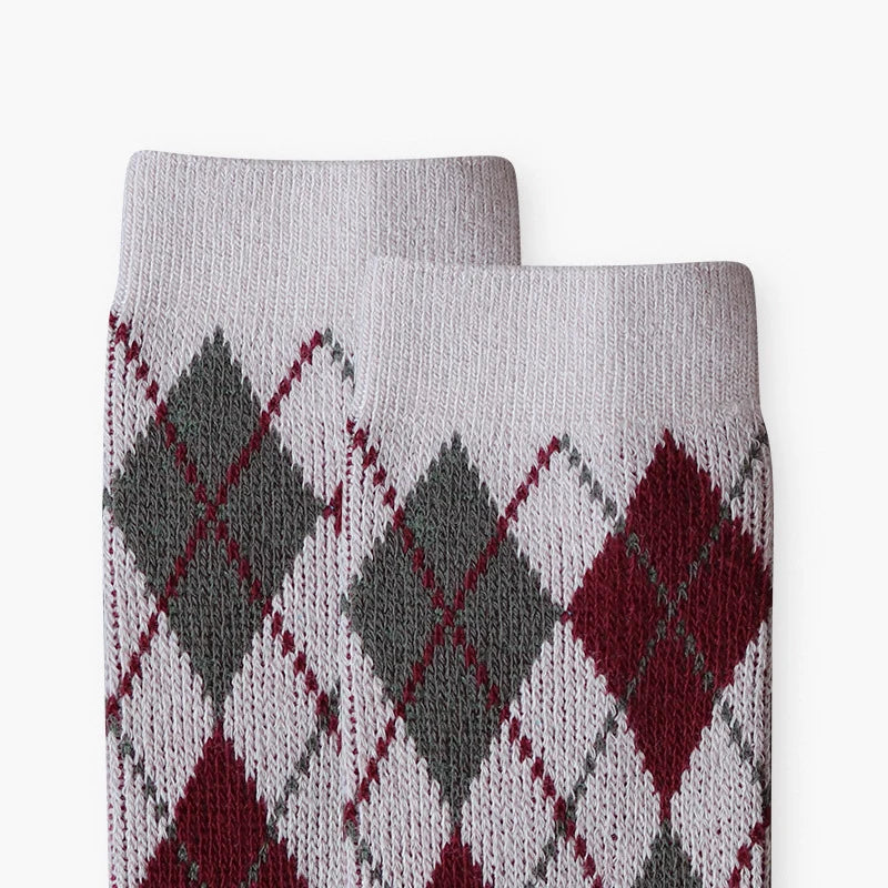 Unisex Heritage Diamond-Knit Crew Socks – Thick Moisture-Absorbing Couple Socks