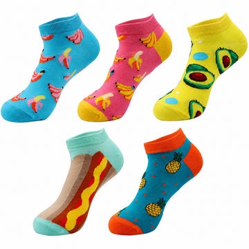 Men’s Fruit Print No-Show Socks – Lightweight Cotton-Blend Summer Socks