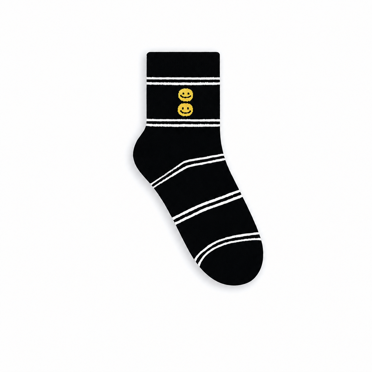 Women’s Striped Flocked Smiley Crew Socks – Korean Preppy Cotton Socks