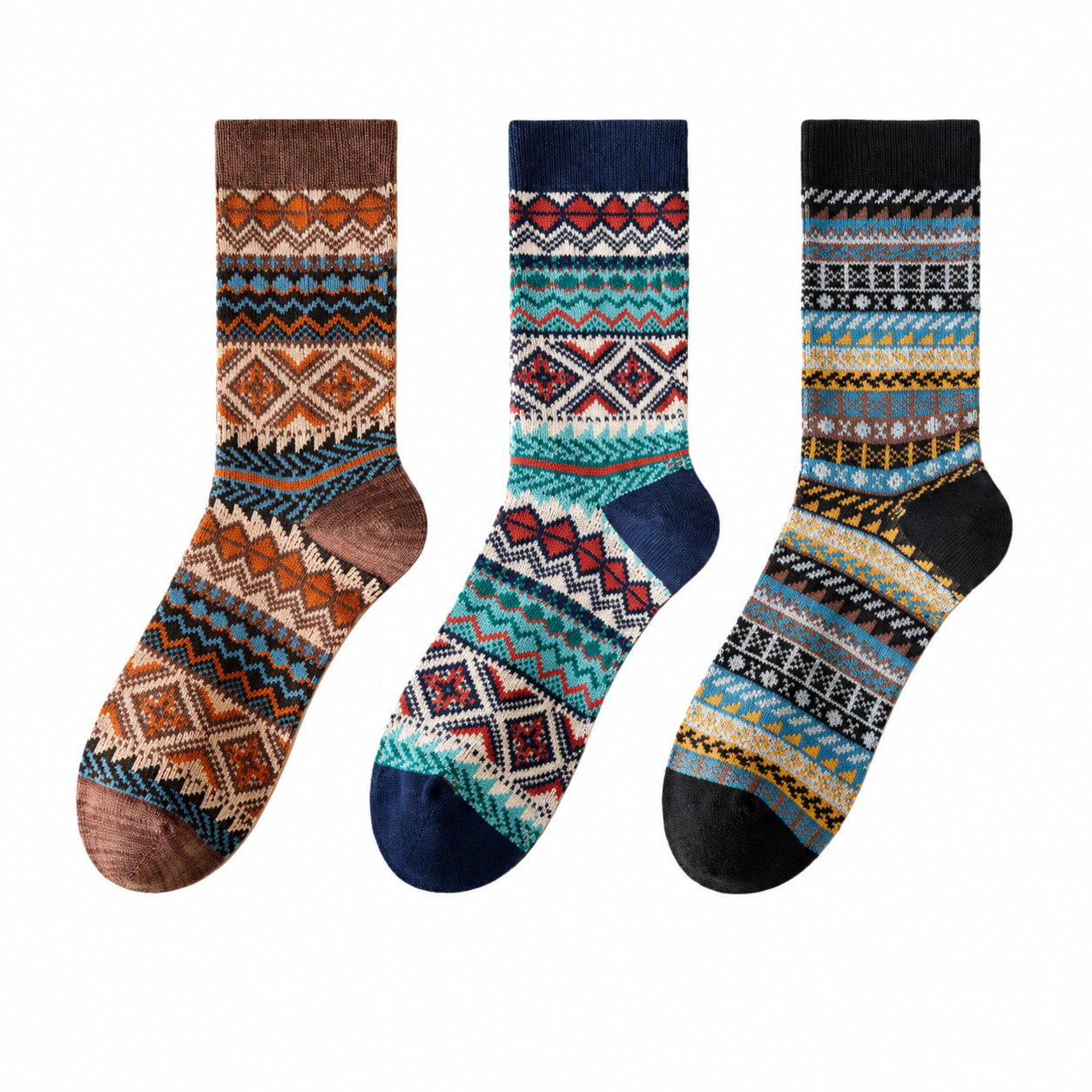 Unisex Vintage Folk Crew Socks – Moisture-Absorbing Cotton-Blend Spring Summer Socks