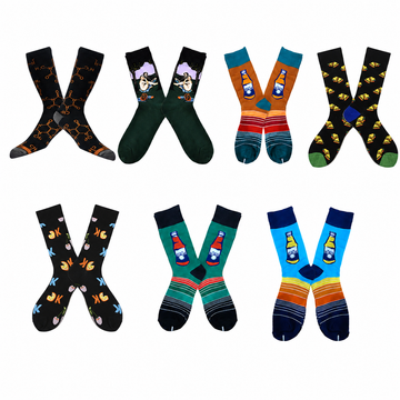 Men’s Harajuku-Inspired Crew Socks – Creative Cotton-Blend Streetwear Socks