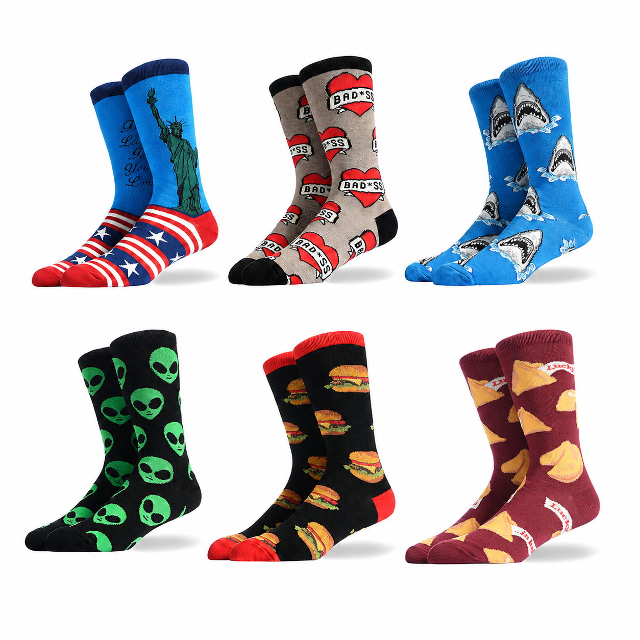 Men’s Fast Food Graphic Long Socks – Playful Casual Cotton-Blend Socks