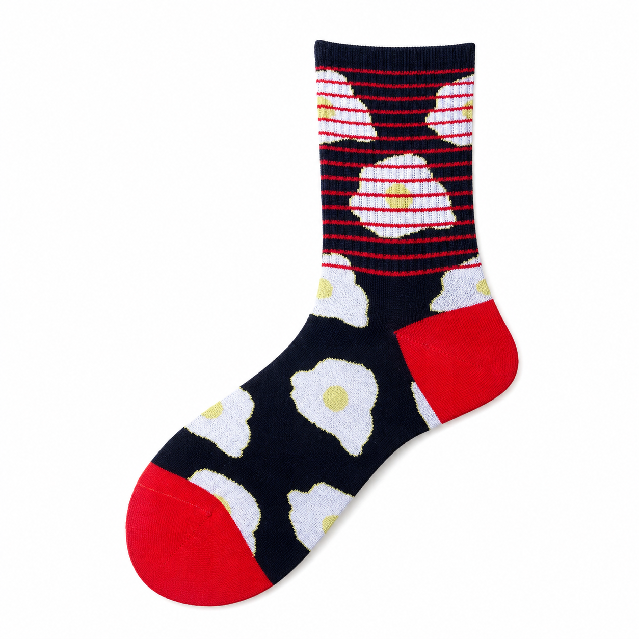 Men’s Fried Egg Breakfast Crew Socks – Retro Cotton-Blend Casual Socks