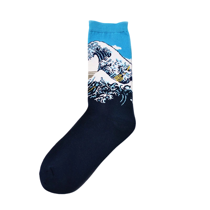 Men’s Classic Oil Painting Crew Socks – Vintage Art-Inspired Fall Winter Socks