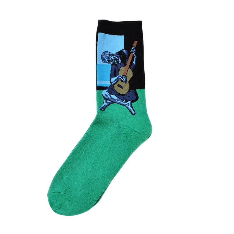 Men’s Museum Portrait Mid-Calf Socks – Retro Artistic Casual Socks