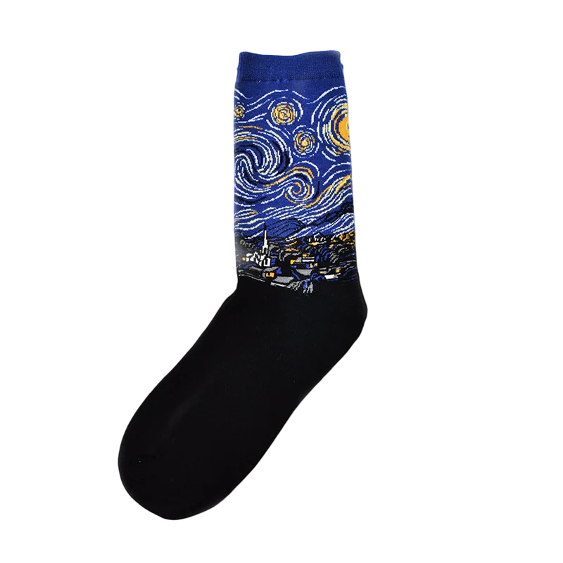 Men’s Classic Oil Painting Crew Socks – Vintage Art-Inspired Fall Winter Socks
