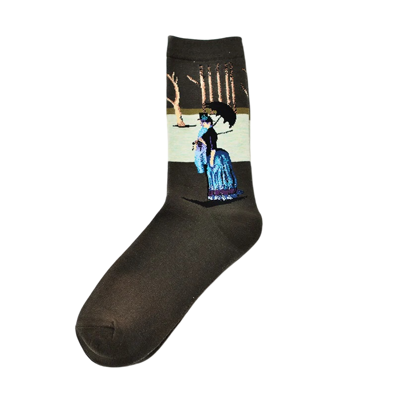 Men’s Museum Portrait Mid-Calf Socks – Retro Artistic Casual Socks