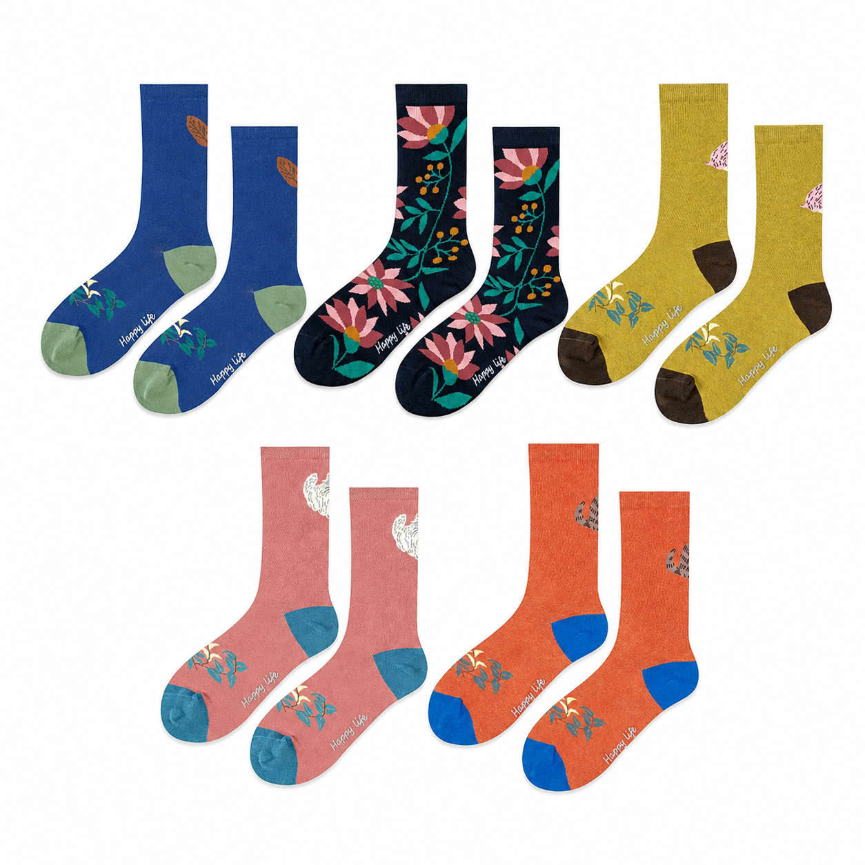 Women’s Painted Pet Portrait Crew Socks – Refined Japanese-Style Fashion Socks