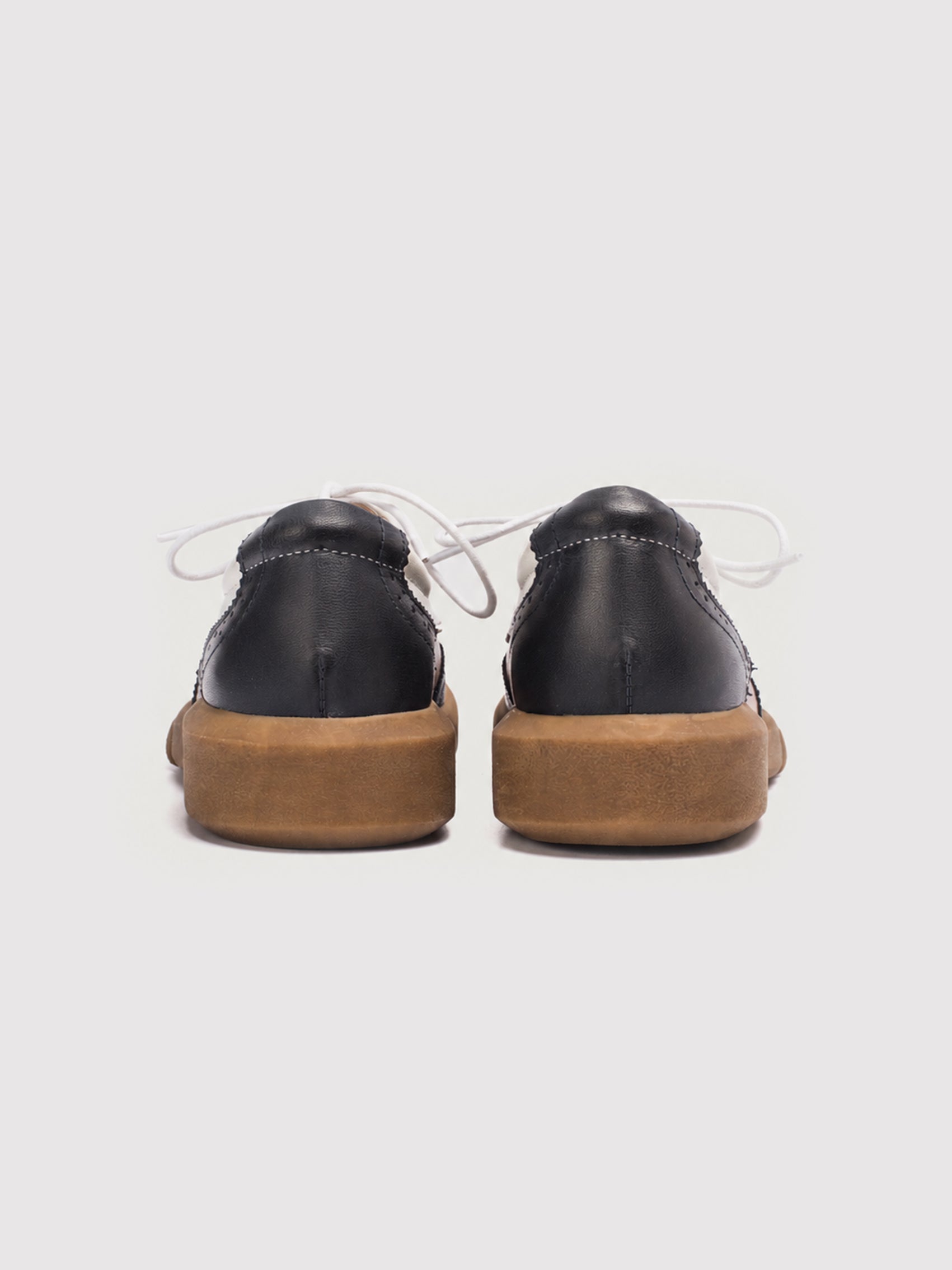 Dandy Block Black & White Leather Brogue Derby Shoes
