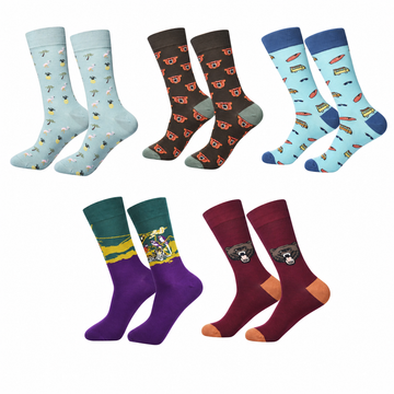 Men’s Abstract Ink Crew Socks – Creative Combed Cotton-Blend Everyday Socks