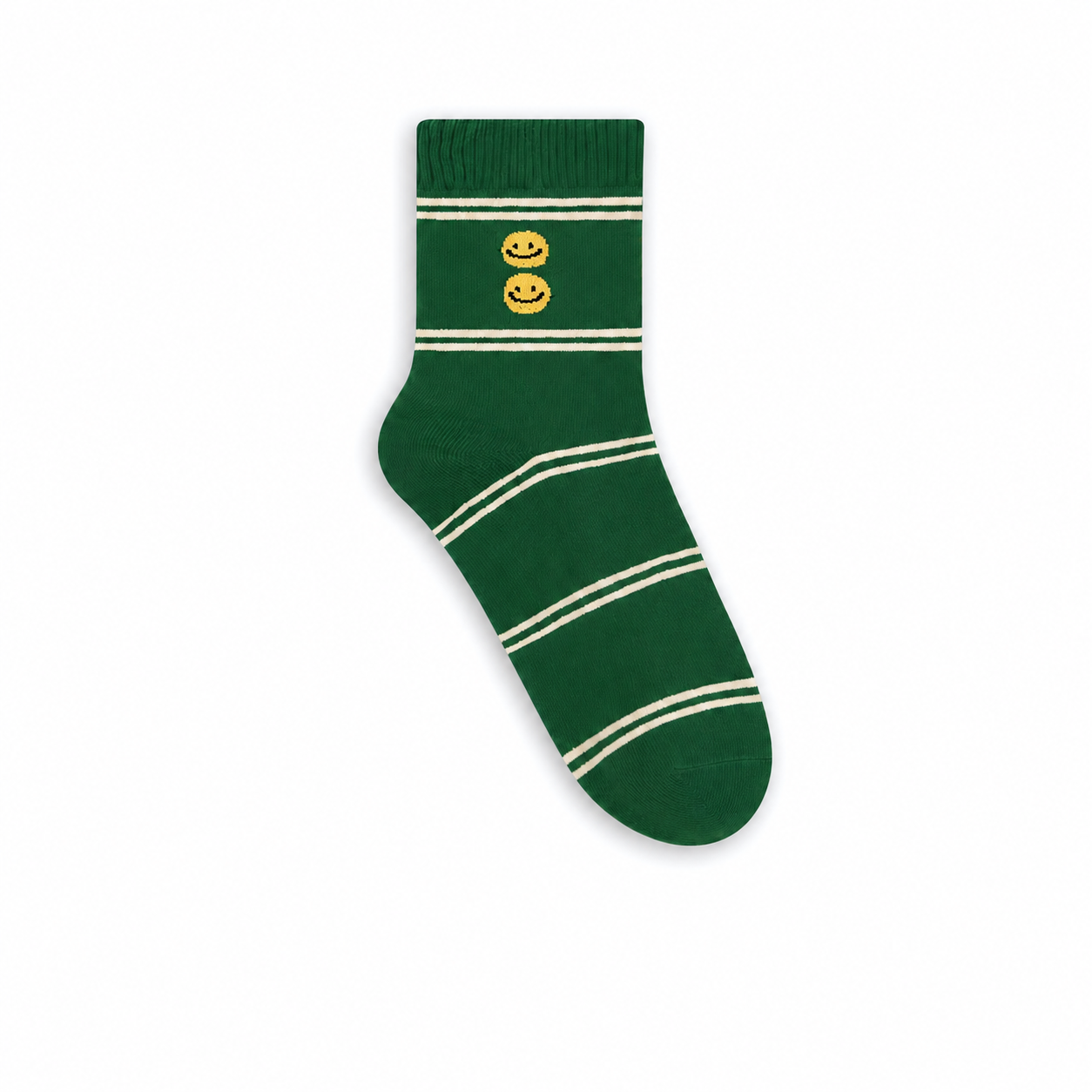 Women’s Striped Flocked Smiley Crew Socks – Korean Preppy Cotton Socks