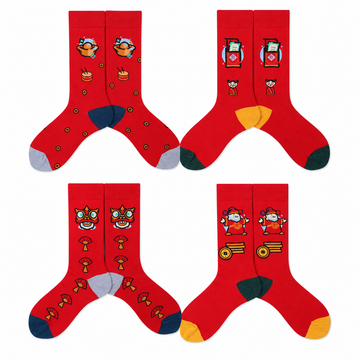 Adults’ and Kids’ Zodiac Bull Mid-Calf Socks – Festive Parent-Child Winter Socks