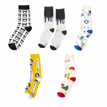 Unisex Sweet Preppy Long Crew Socks – Comfortable Cotton Couple Socks