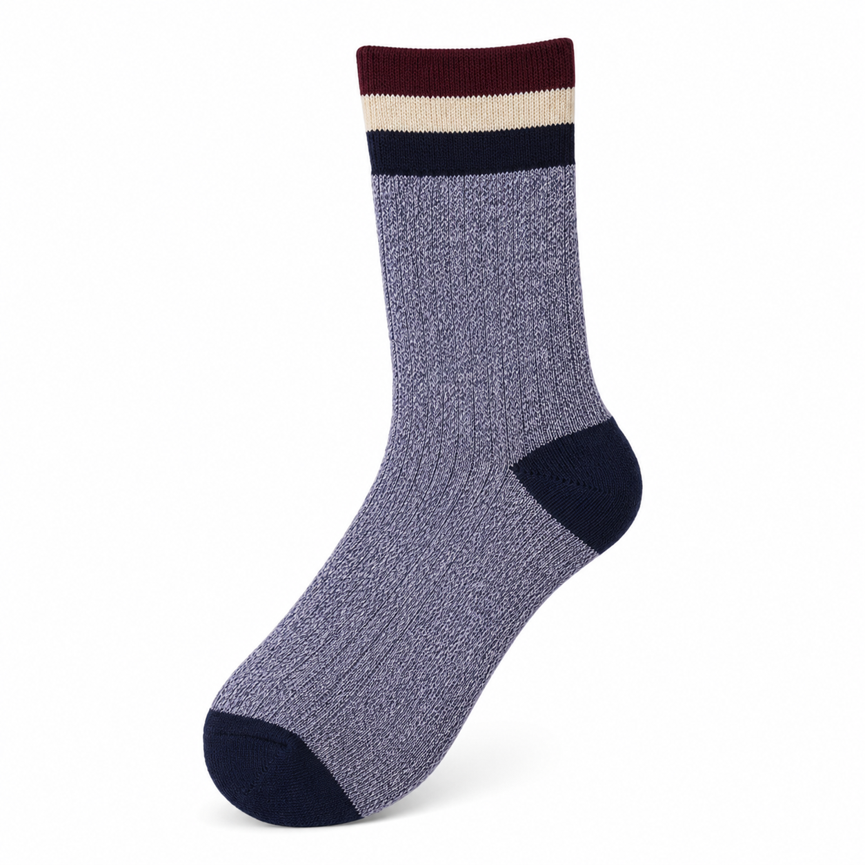Men’s Striped Colorblock Crew Socks – Warm Cotton-Blend Cold-Weather Socks