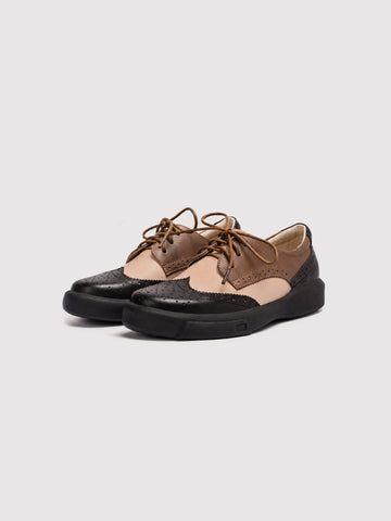 Dandy Block Brown & Black Leather Brogue Oxford Shoes