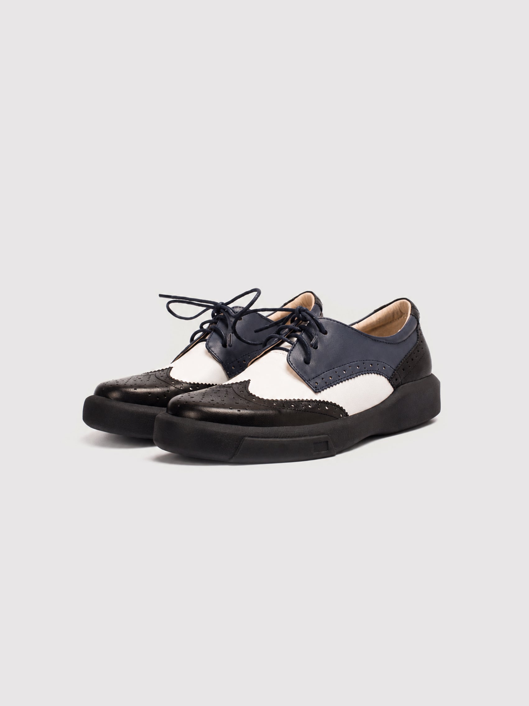 Dandy Block Tri-Colour Leather Brogue Oxford Shoes