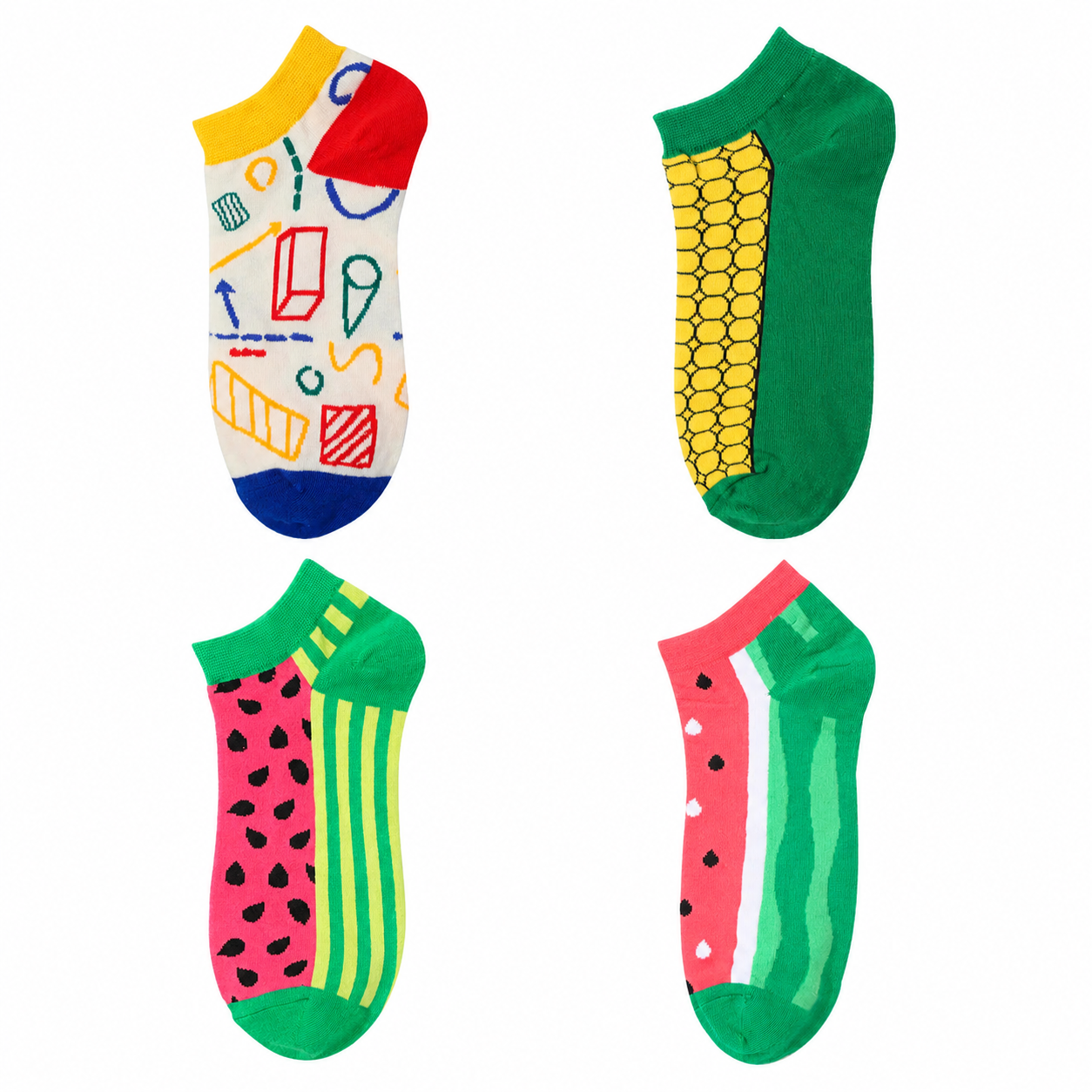Unisex Fruit & Abstract Animal Boat Socks – Thin Cotton Summer No-Show Socks