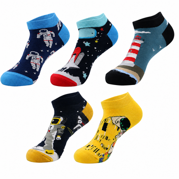 Men’s Fruit Illustration No-Show Socks – Thin Casual Summer Boat Socks
