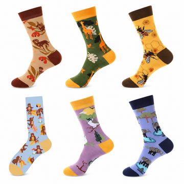 Unisex Wildlife Graphic Crew Socks – Streetwear Cotton Socks for Fall Winter