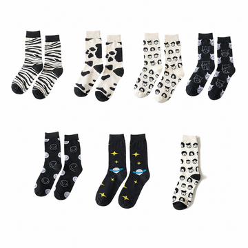 Unisex Japanese-Inspired Couple Crew Socks – Soft Cotton Socks for Spring Autumn