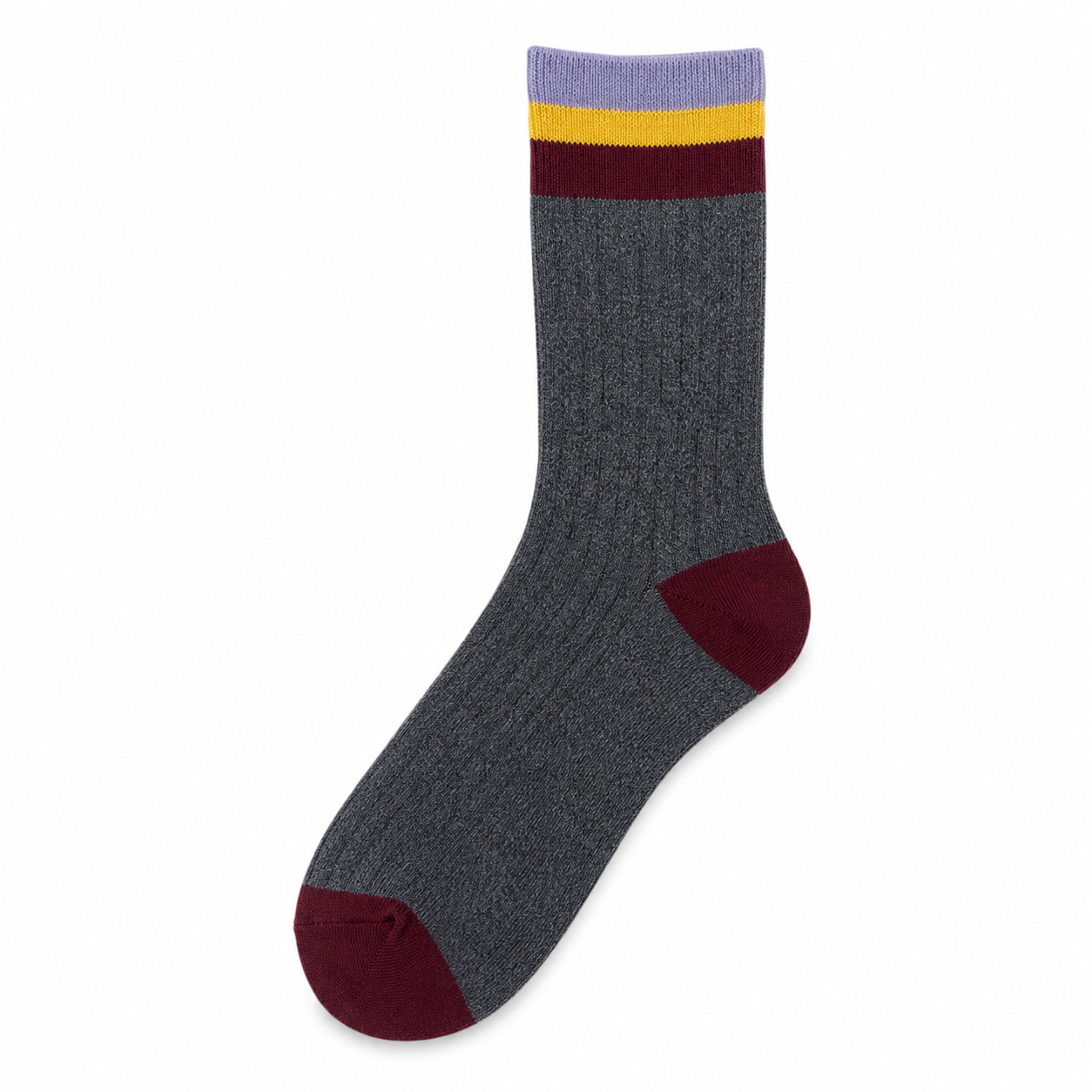 Men’s Striped Colorblock Crew Socks – Warm Cotton-Blend Cold-Weather Socks