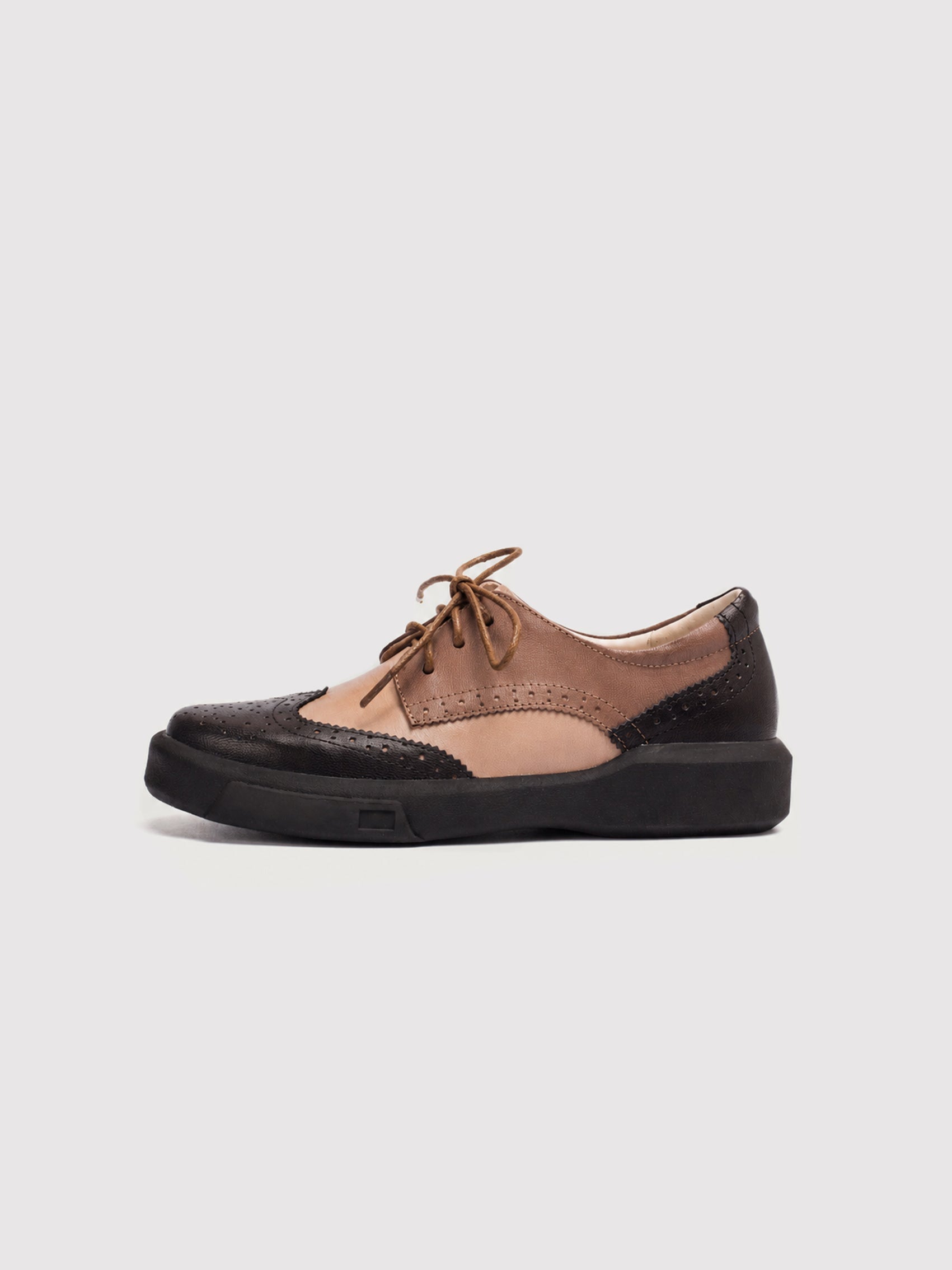 Dandy Block Brown & Black Leather Brogue Oxford Shoes