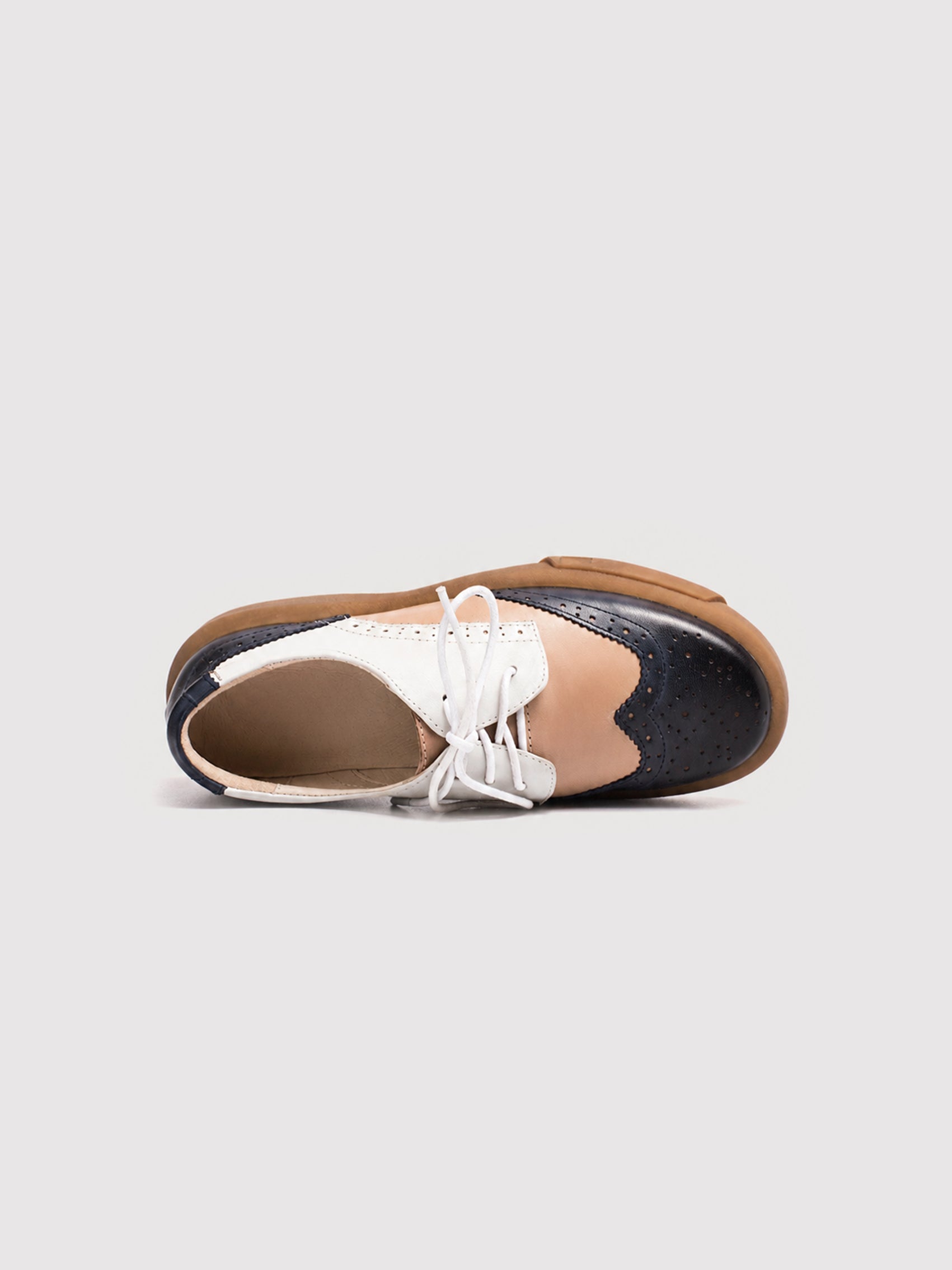 Dandy Block Black & White Leather Brogue Derby Shoes
