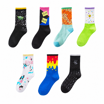 Men’s Ocean Character Athletic Long Socks – Novelty Cotton-Blend Skate Crew Socks