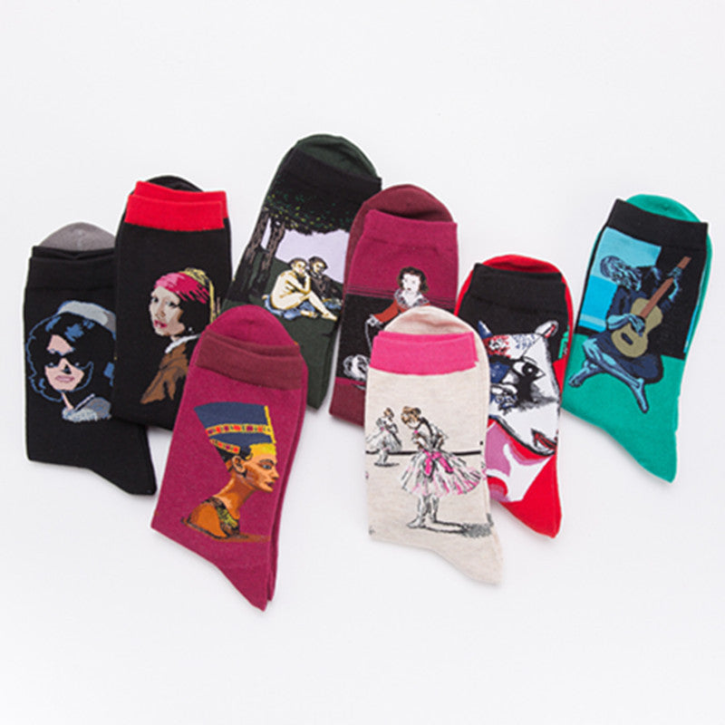 Art Portrait Crew Socks - Woman With Glasses