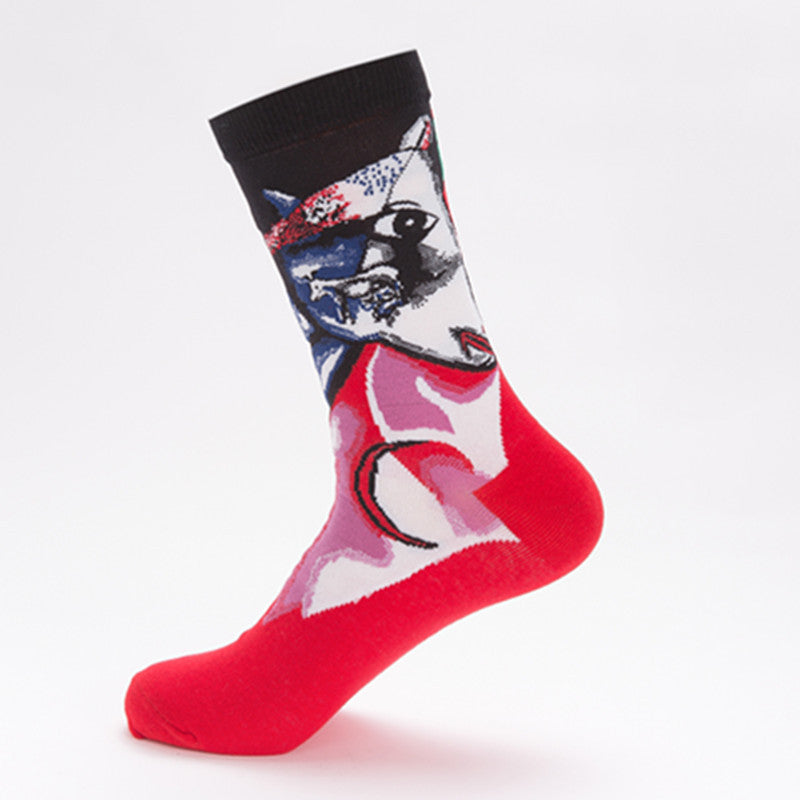 Art Portrait Crew Socks - Blue Cleopatra