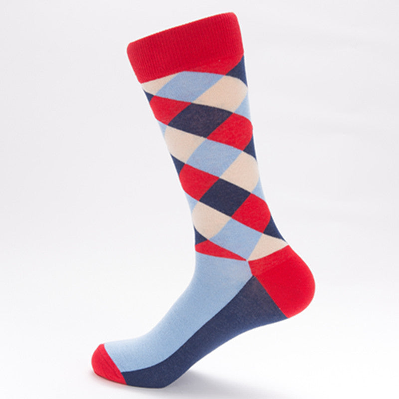 Argyle Skate Crew Socks - Blue Black Sole