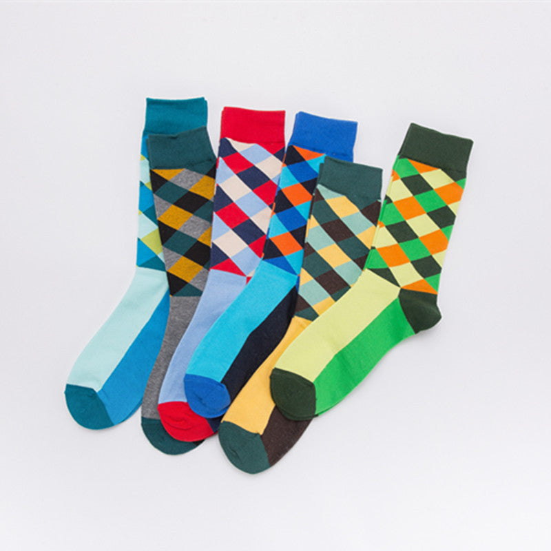 Argyle Skate Crew Socks - Black Dark Green