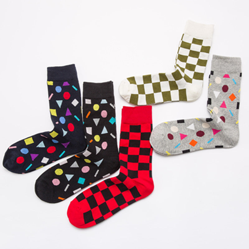 Geometric Crew Socks - Navy Geometric
