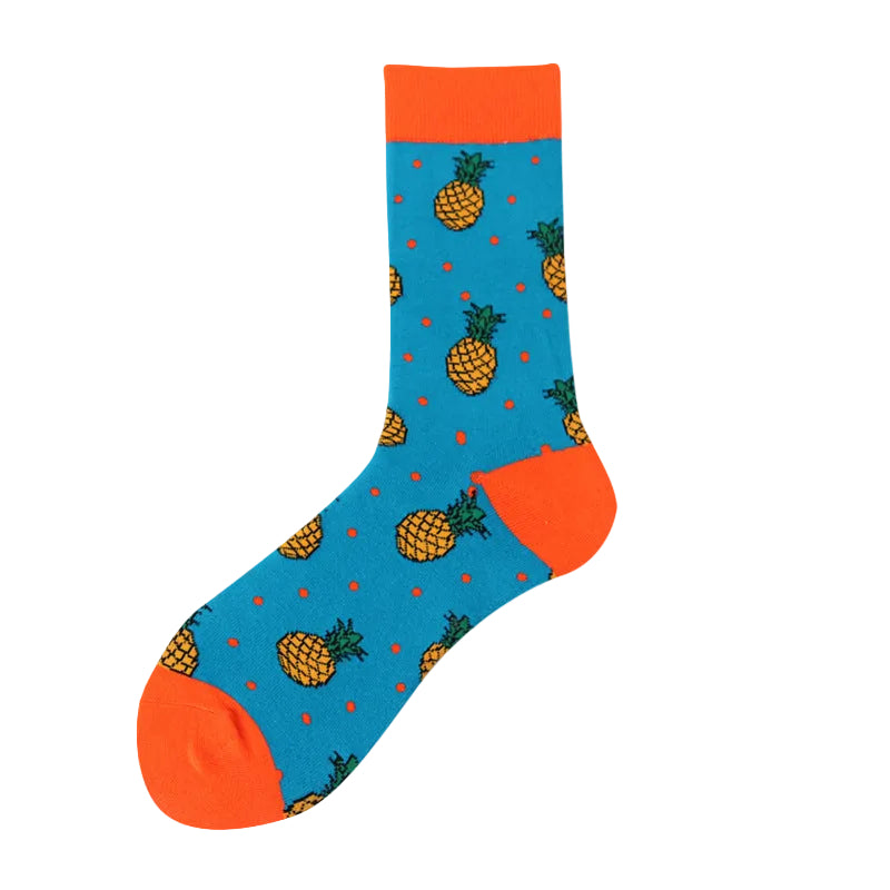 Men’s Happy Abstract Crew Socks – Stay-Put Cotton-Blend Streetwear Socks