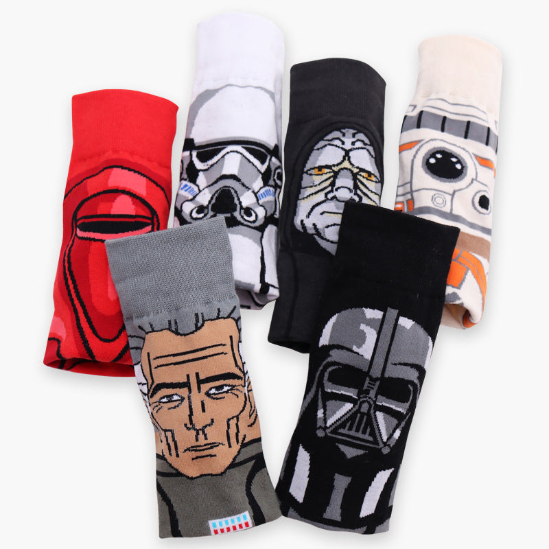 Men’s Dark Warrior Cartoon Crew Socks – Anime-Inspired Cotton-Blend Streetwear Socks