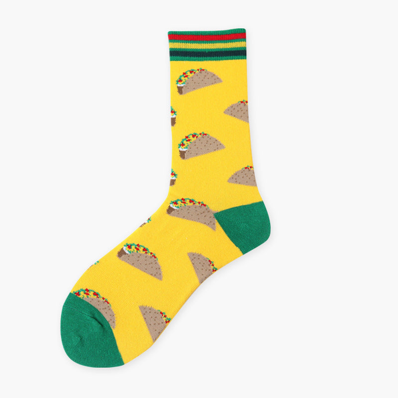 Men’s Happy Abstract Crew Socks – Stay-Put Cotton-Blend Streetwear Socks