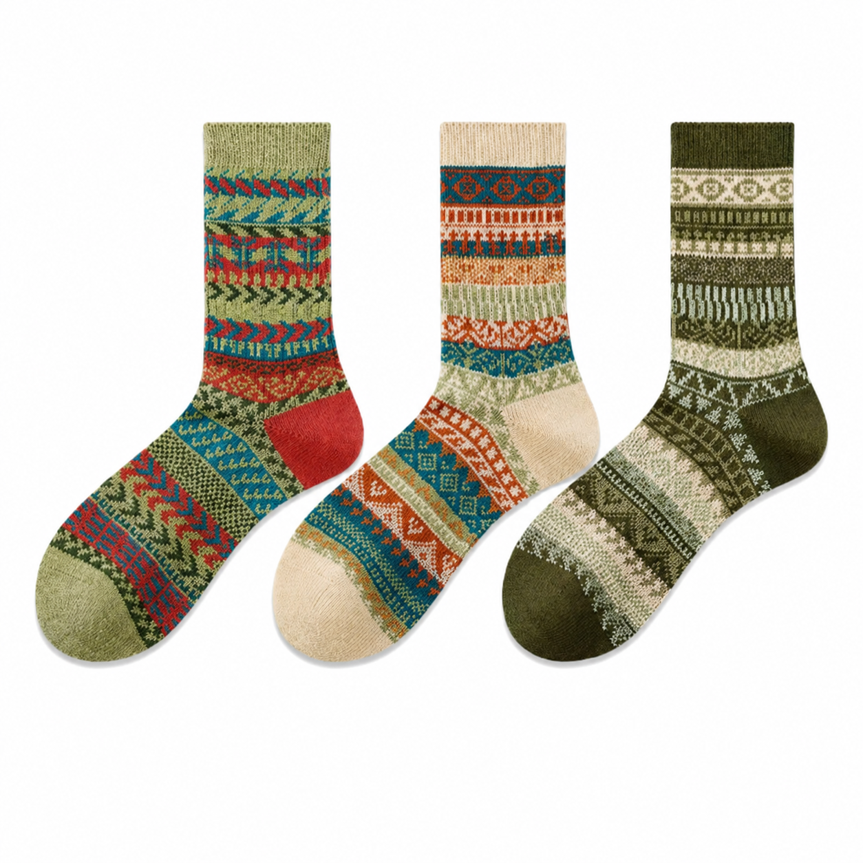 Unisex Vintage Folk Crew Socks – Moisture-Absorbing Cotton-Blend Spring Summer Socks