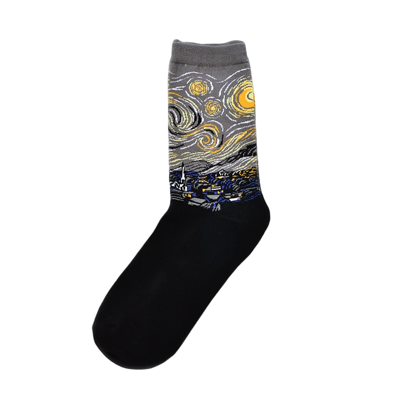 Men’s Museum Portrait Mid-Calf Socks – Retro Artistic Casual Socks