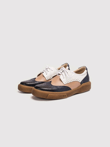 Dandy Block Black & White Leather Brogue Derby Shoes