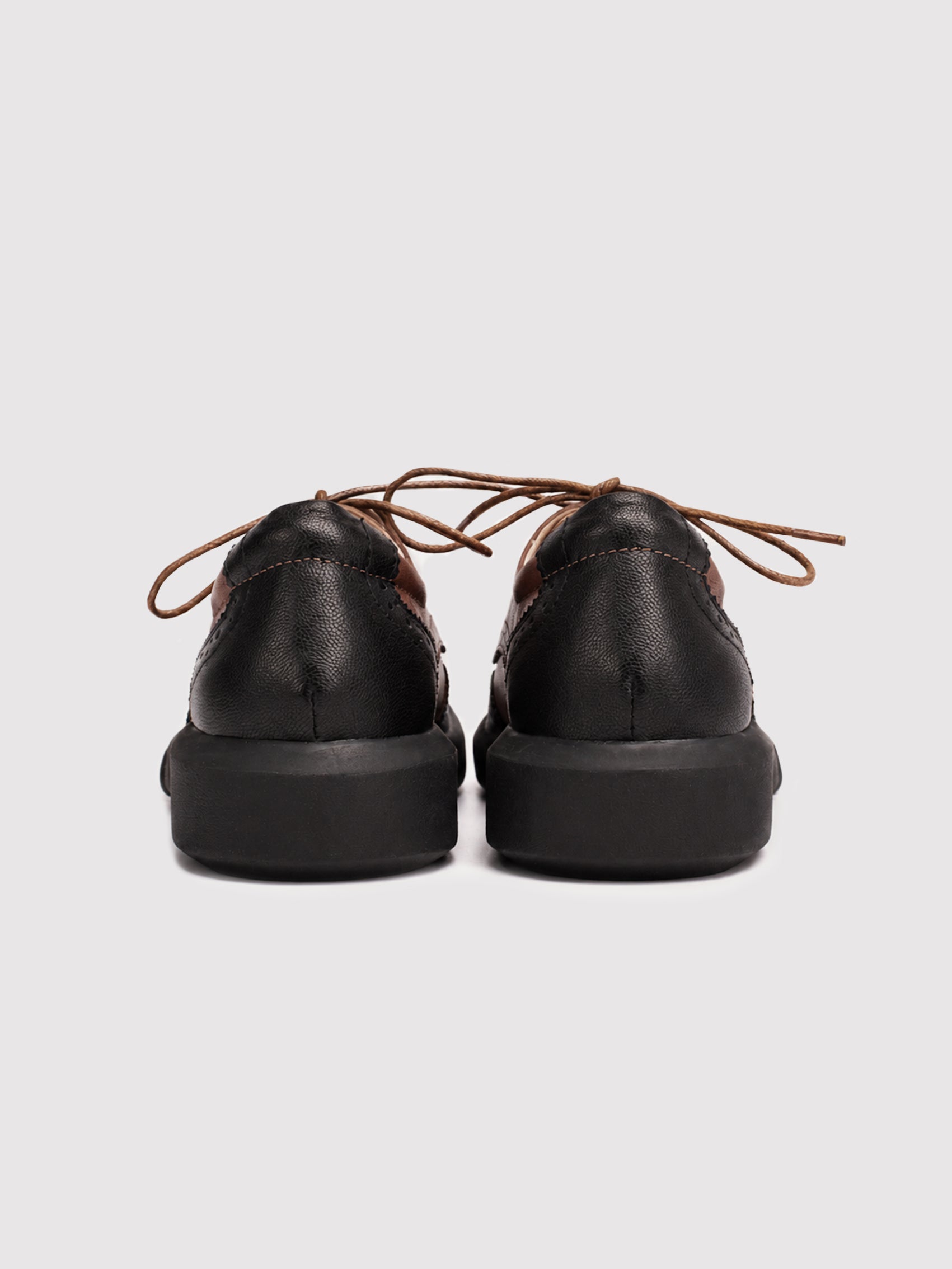 Dandy Block Brown & Black Leather Brogue Oxford Shoes