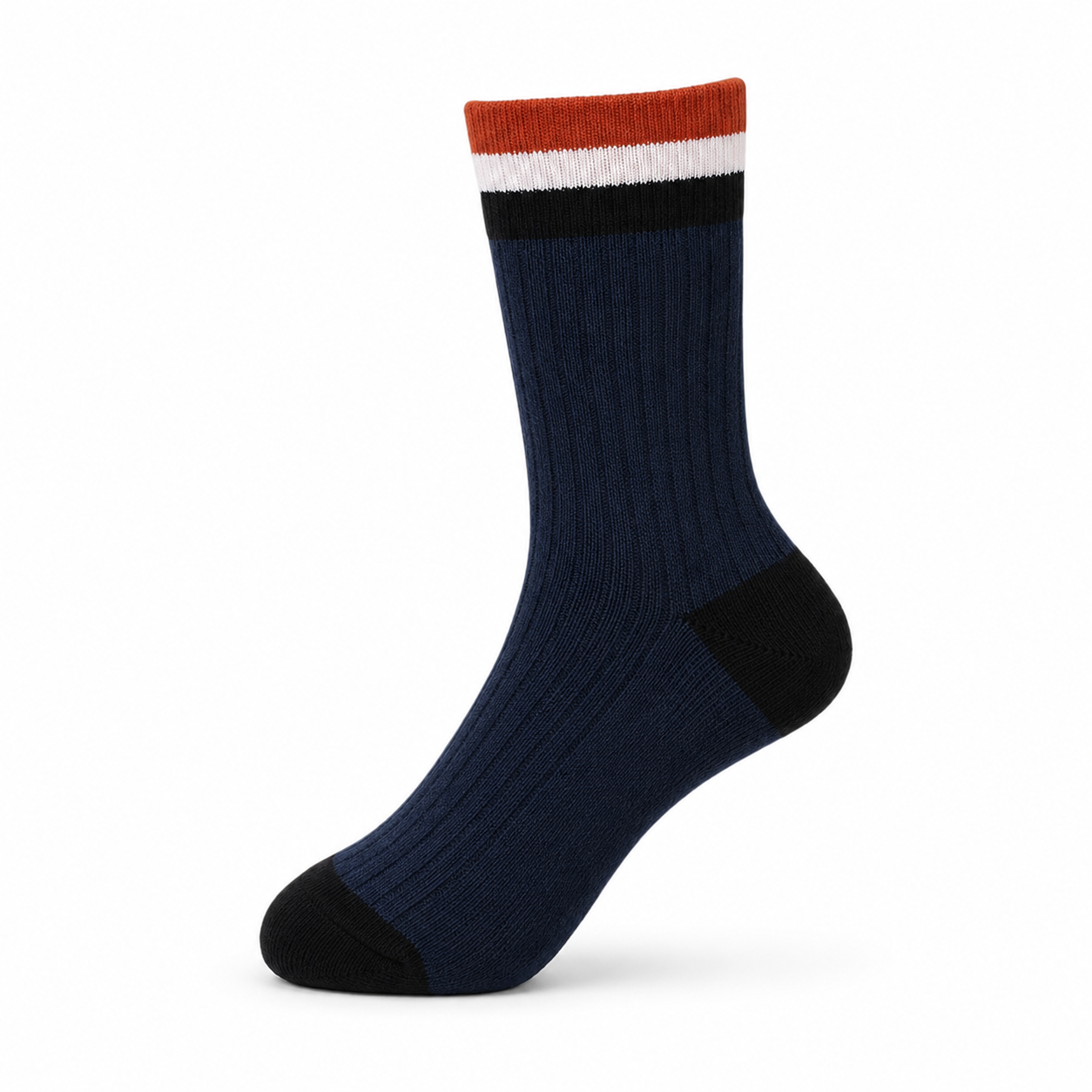 Men’s Striped Colorblock Crew Socks – Warm Cotton-Blend Cold-Weather Socks