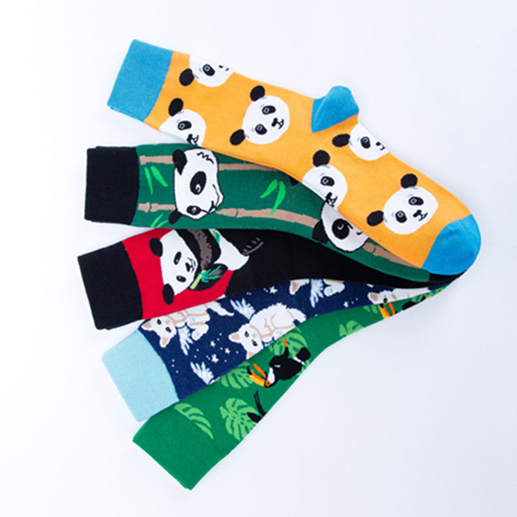 Panda Animal Crew Socks - Yellow Panda