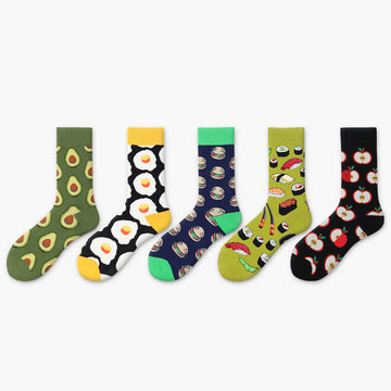Women’s Avocado Snack Tube Socks – Moisture-Absorbing Cotton-Blend Matching Socks