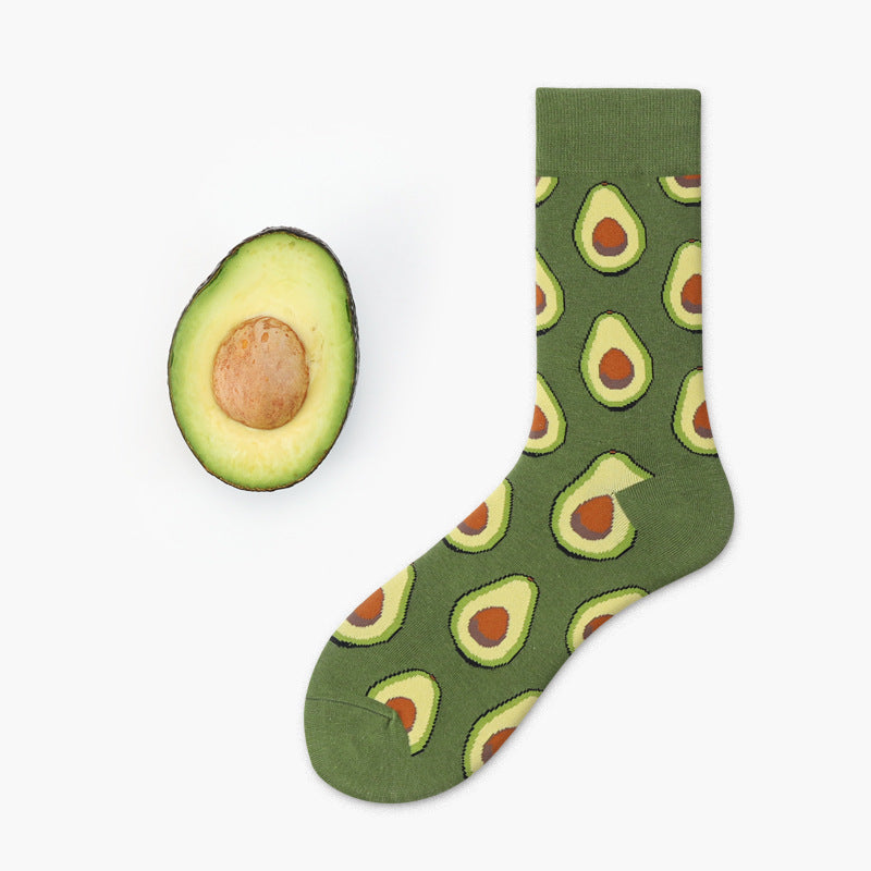 Women’s Avocado Snack Tube Socks – Moisture-Absorbing Cotton-Blend Matching Socks