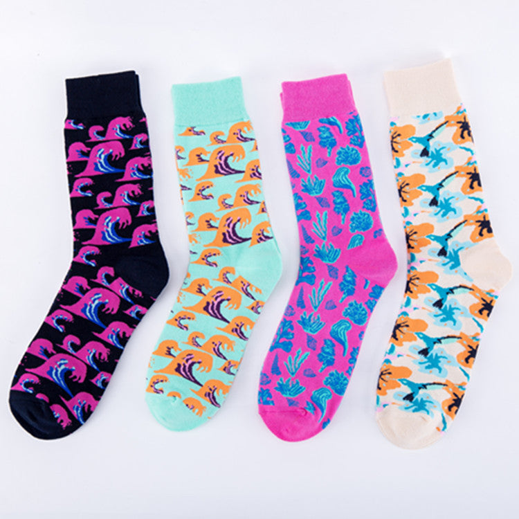 Ocean Wave Crew Socks - Black Wave