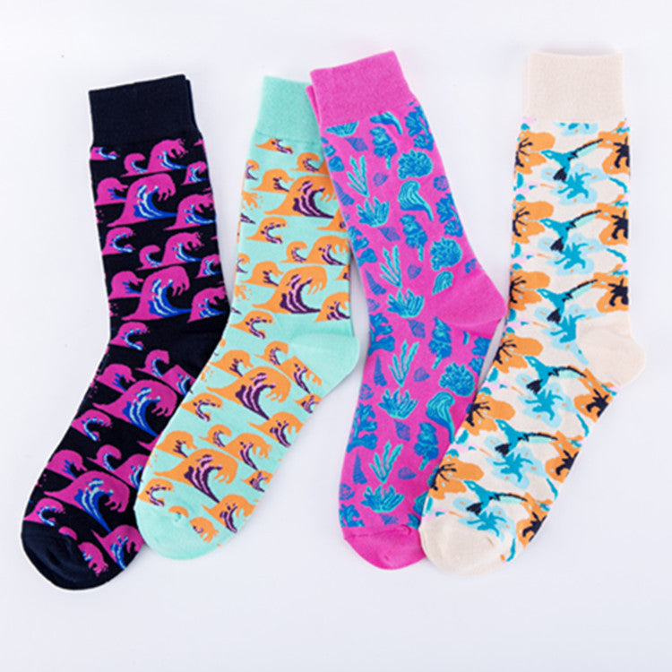 Ocean Wave Crew Socks - Black Wave
