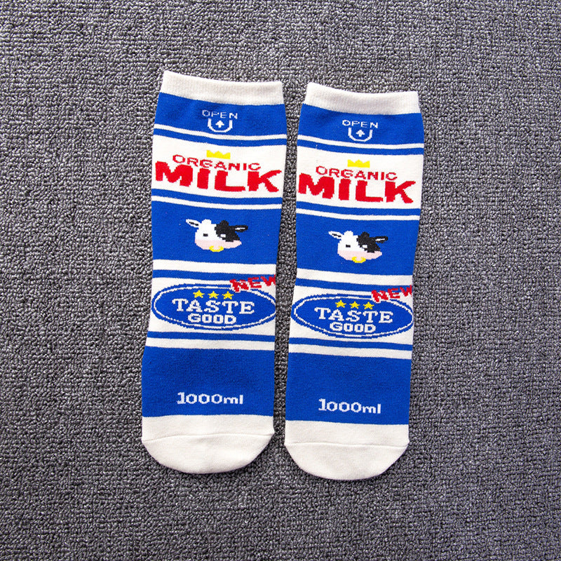Unisex Milk & Chocolate Crew Socks – Korean Streetwear Couple Skate Socks